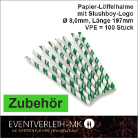 Zubehör - Papier-Löffelhalme, grün/weiß - VERKAUFSWARE